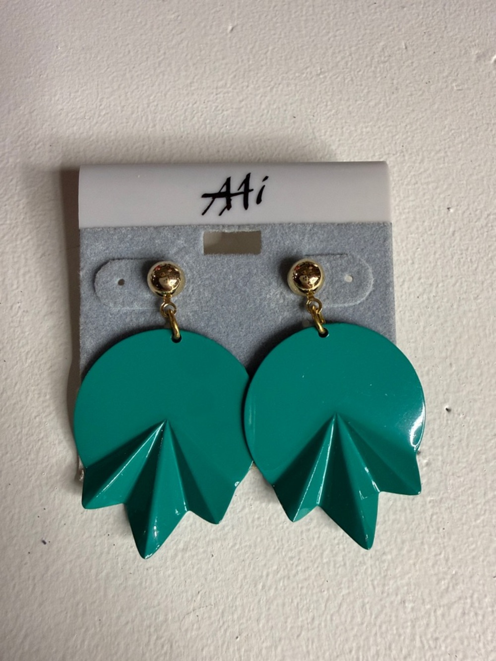 Teal Geometric Dangle Earrings